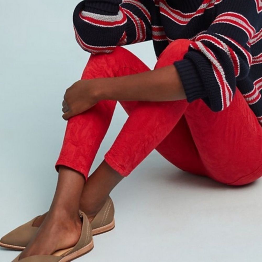 Anthropologie Pilcro High Rise Red Emboss Jeans